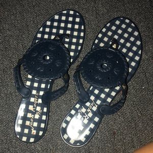 Jack rogers jelly thong plaid sandals